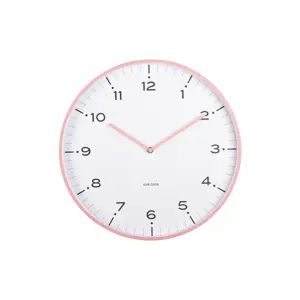 Karlsson 6011PI designové nástěnné hodiny růžová, pr. 40 cm