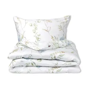 Matex Saténové povlečení Louka s modrými květy, 140 x 200 cm, 70 x 90 cm