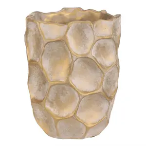 Betonový obal na květiny Plástev, vel. M, š. 16 cm, béžovo-zlatý