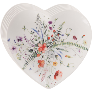 Orion Sada porcelánových dezertních talířů Mák srdce 17,5 x 17 cm, 6 ks