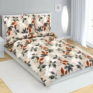 Bellatex Krepové povlečení Podzimní listí, 140 x 200 cm, 70 x 90 cm, 140 x 200 cm, 70 x 90 cm