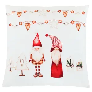 Polštář s výplní Vánoční se skřítky sametová, 45 x 45 cm