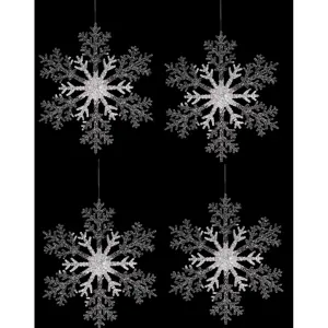 Sada vánoční dekorace Vločka,4 ks, stříbrná,23 x 1 x 26 cm
