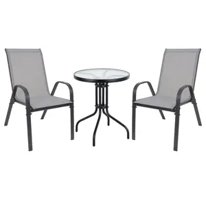 Zahradní balkónový set Stela 3 ks, šedá