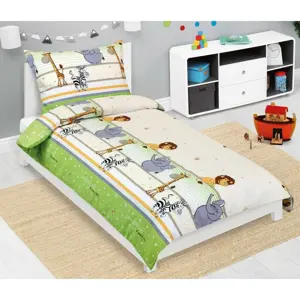 Bellatex Dětské krepové povlečení Safari zelená, 140 x 200, 70 x 90 cm