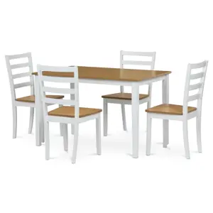 Jídelní set z masivu 5 ks, dub, bílá