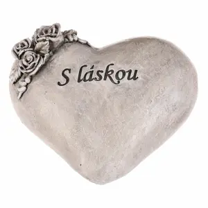 Pietní dekorace Srdce s růžemi - pietní dekorace, polyresin, šedá