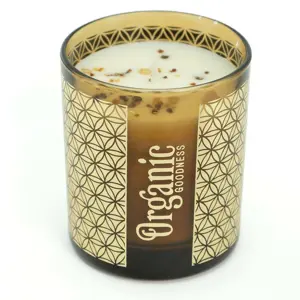 Organická vykuřovací svíčka 200g ve skle se zlatou fólií, Sage & Lavender
